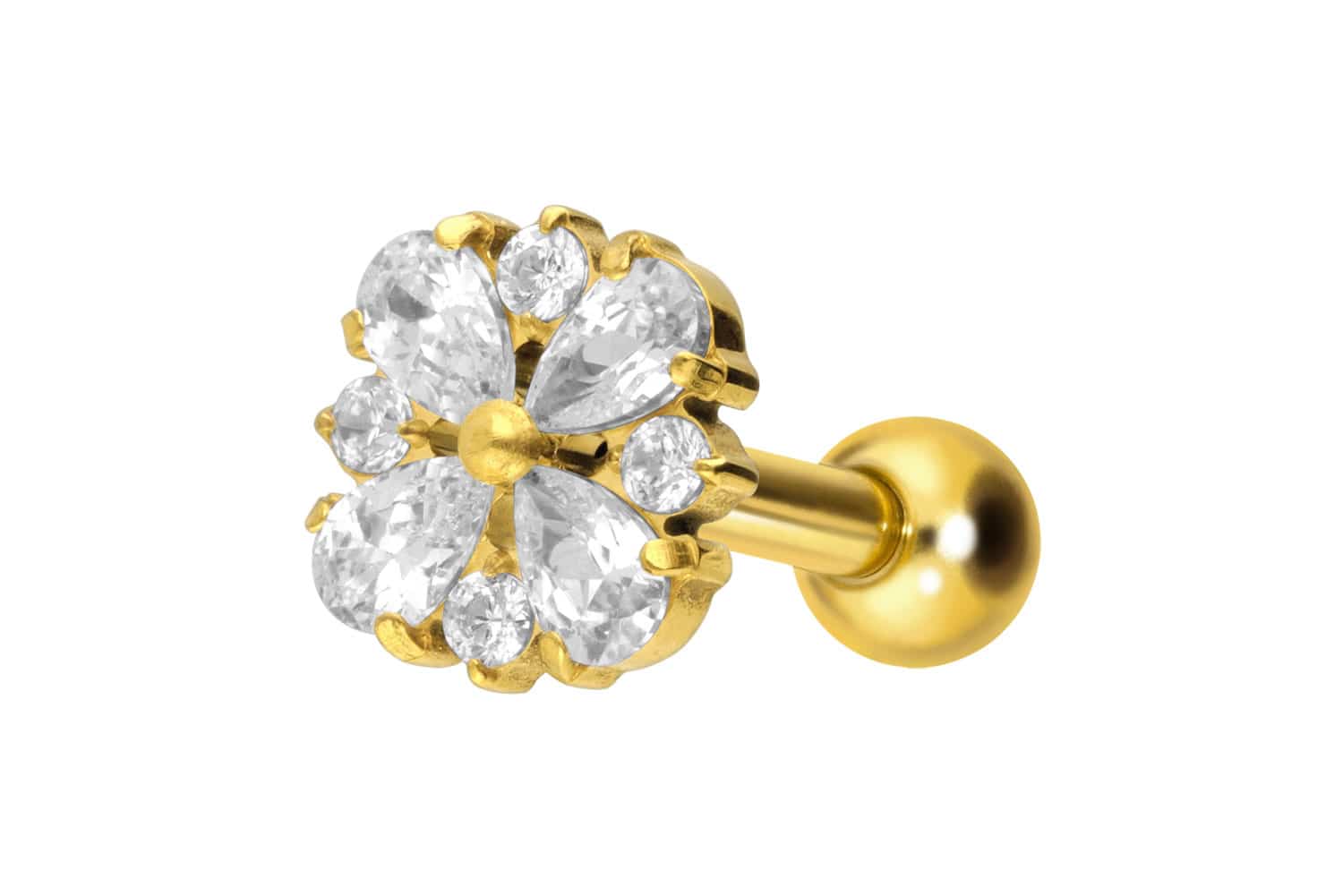 Titan Ohrpiercing mit Innengewinde KRISTALLORNAMENT